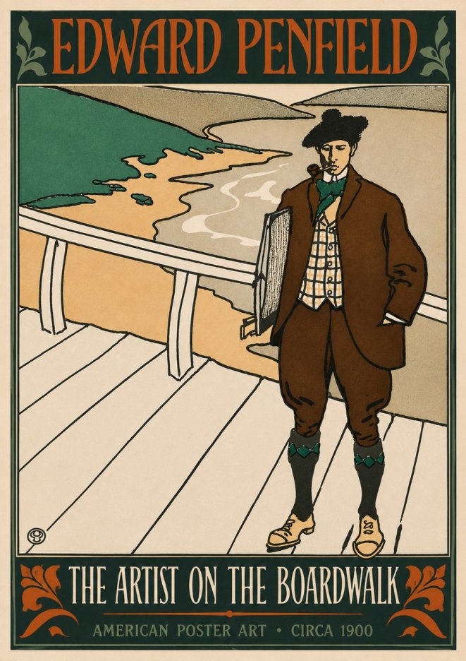 Edward Penfield The Artist on the Boardwalk No4 - Poster