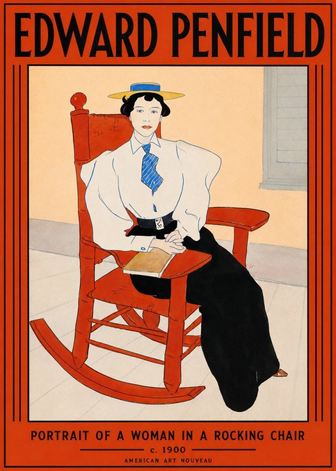 Edward Penfield Portrait of a Woman in a Rocking Chair No2 - Poster
