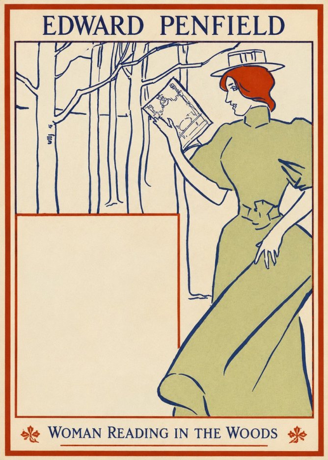 Edward Penfield Woman Reading in the Woods No1 - Poster