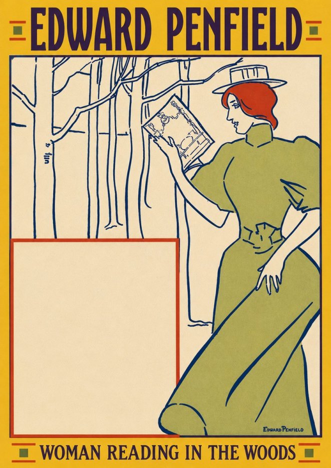 Edward Penfield Woman Reading in the Woods No3 - Poster