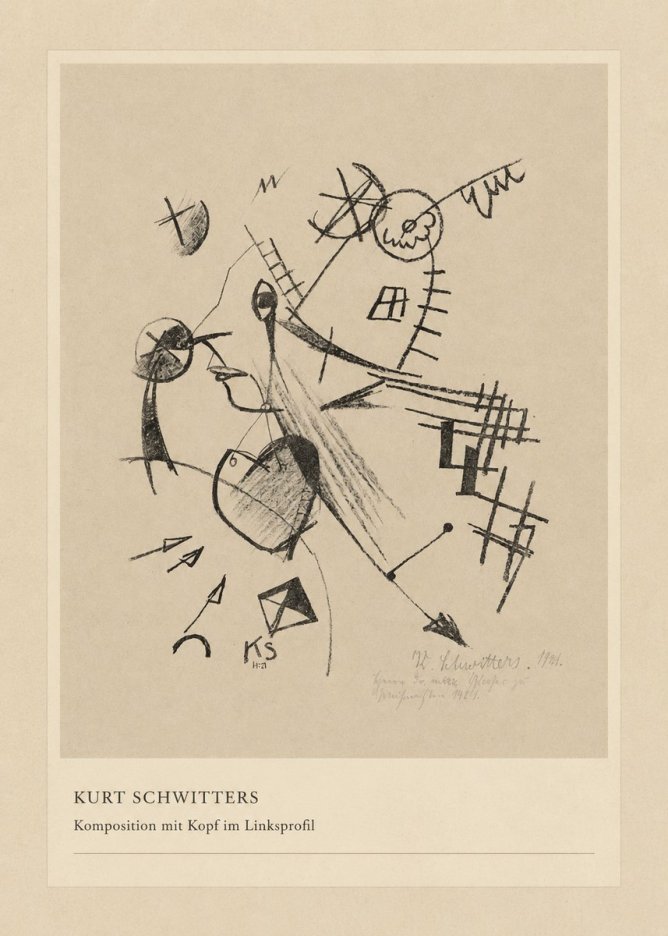 Kurt Schwitters Komposition Mit Kopf Im Linksprofil No4 - Poster