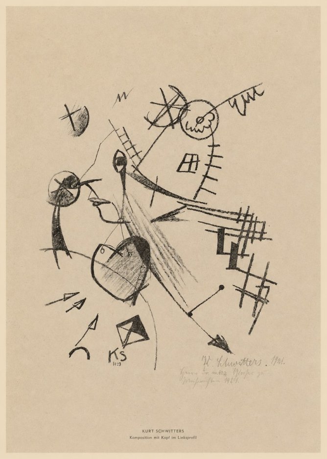 Kurt Schwitters Komposition Mit Kopf Im Linksprofil No5 - Poster