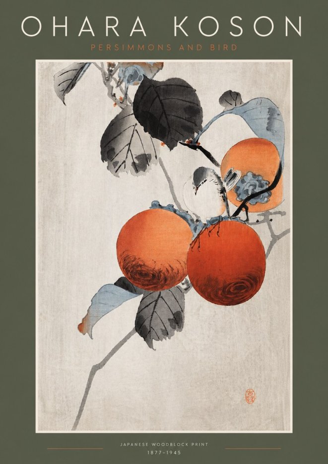 Ohara Koson Persimmons and Bird No3 - Poster