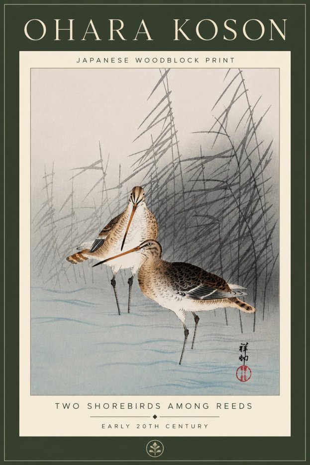 Ohara Koson Snipe in the Reeds No6 - Poster