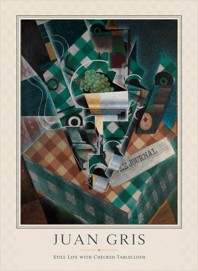Juan Gris Still Life with Checked Tablecloth No4 - Poster
