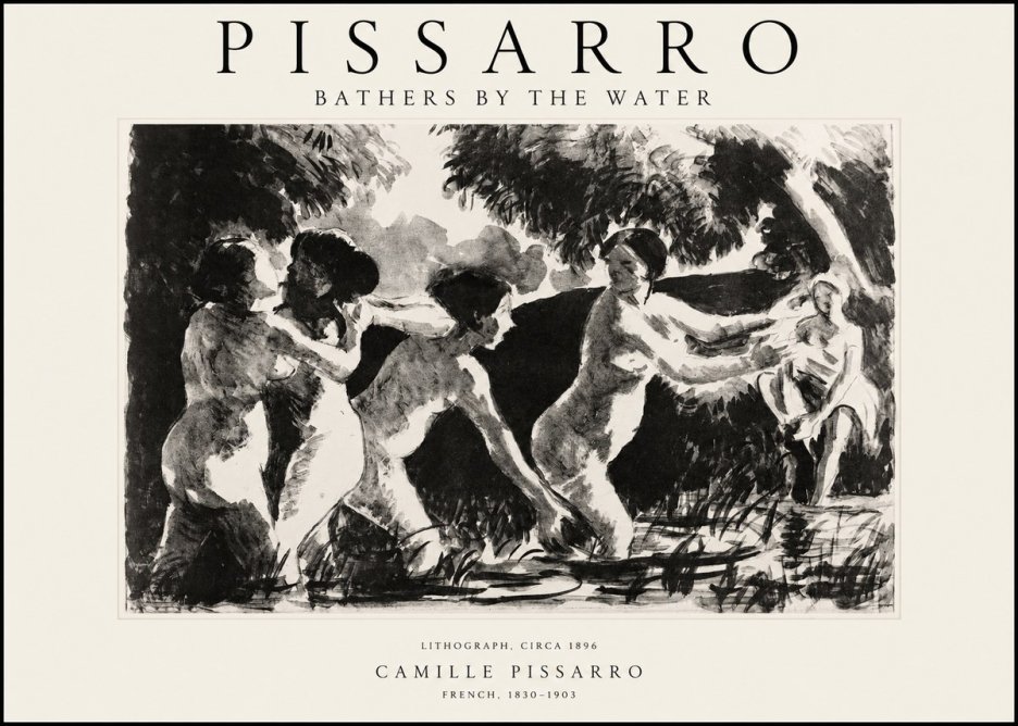 Pissarro Bathers by the Water No1 - Poster