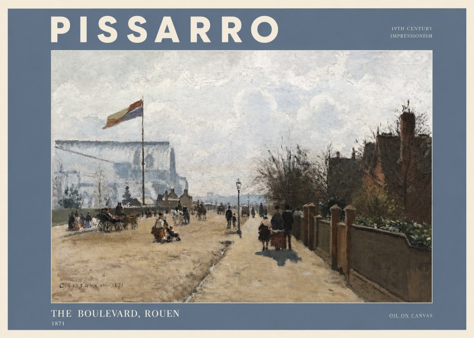 Pissarro The Boulevard, Rouen No2 - Poster