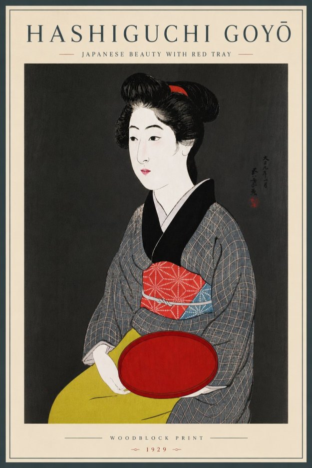 Hashiguchi Goyō Japanese Beauty with Red Tray No6 - Poster