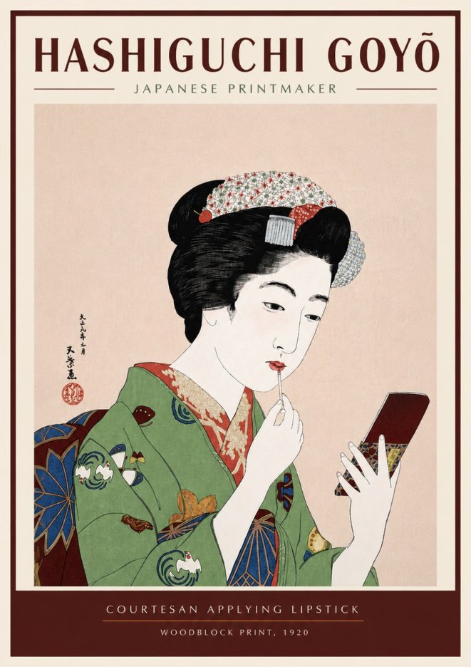 Hashiguchi Goyō Courtesan Applying Lipstick No5 - Poster