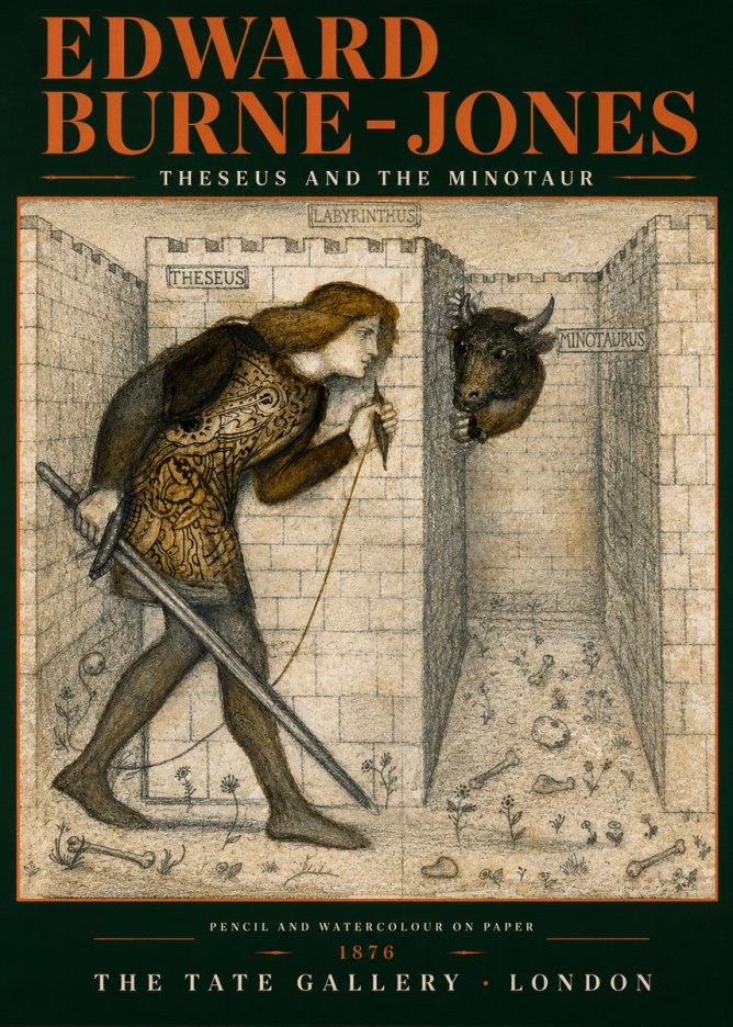 Edward Burne-Jones Theseus and the Minotaur No3 - Poster