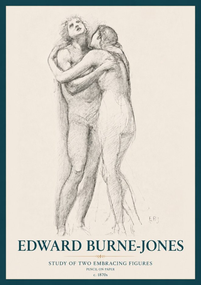 Edward Burne-Jones Study of Two Embracing Figures No3 - Poster