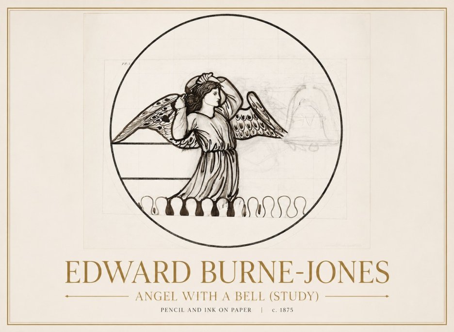 Edward Burne-Jones Angel with a Bell (Study) No1 - Poster