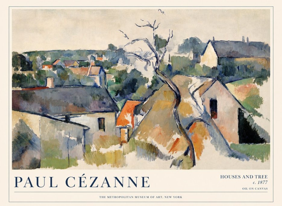 Paul Cézanne Houses and Tree No1 - Poster