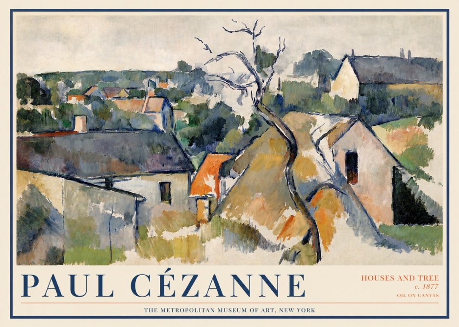 Paul Cézanne Houses and Tree No4 - Poster