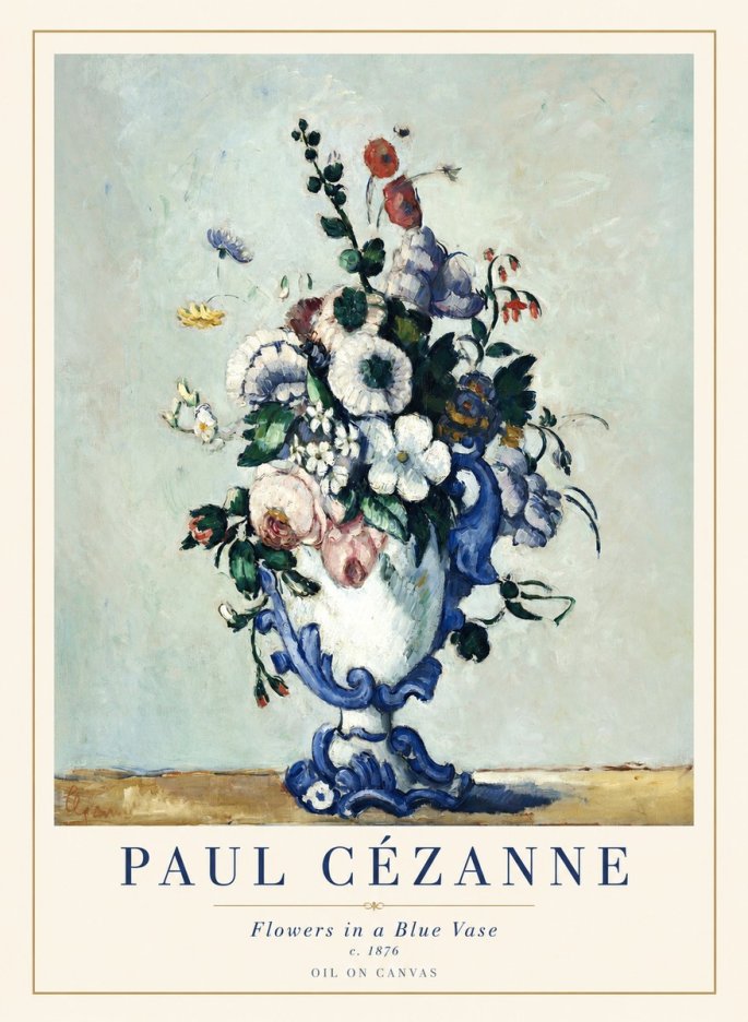 Paul Cézanne Flowers in a Blue Vase No1 - Poster