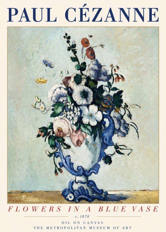 Paul Cézanne Flowers in a Blue Vase No3 - Poster