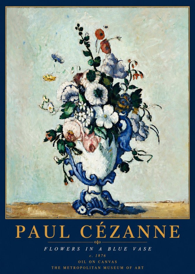 Paul Cézanne Flowers in a Blue Vase No6 - Poster