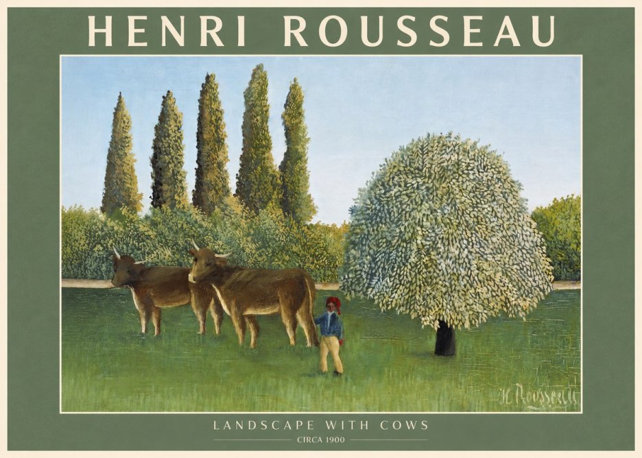 Rousseau Landscape with Cows No2 - Poster