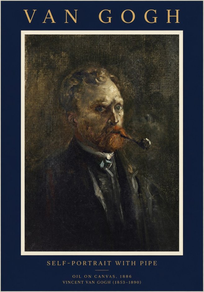 Van Gogh Self-portrait with Pipe No1 - Poster