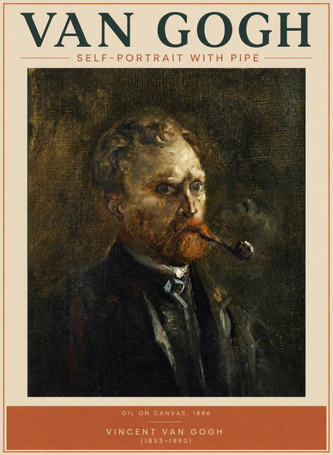 Van Gogh Self-portrait with Pipe No2 - Poster