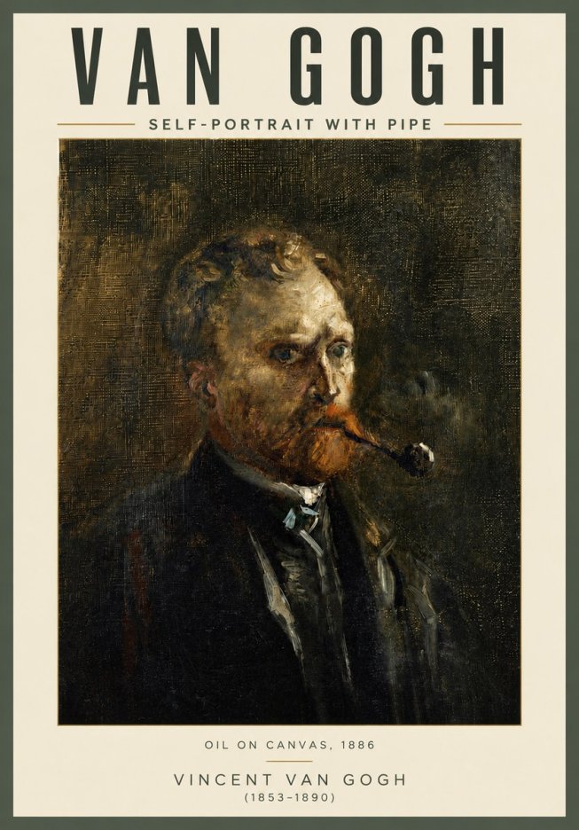 Van Gogh Self-portrait with Pipe No4 - Poster