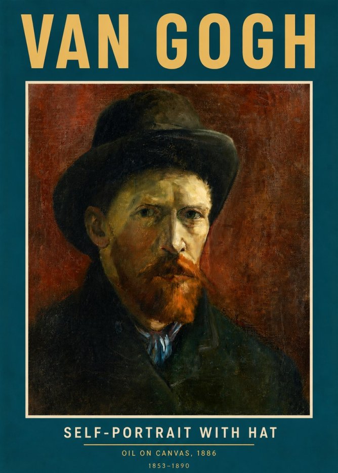 Van Gogh Self-portrait with Hat No3 - Poster
