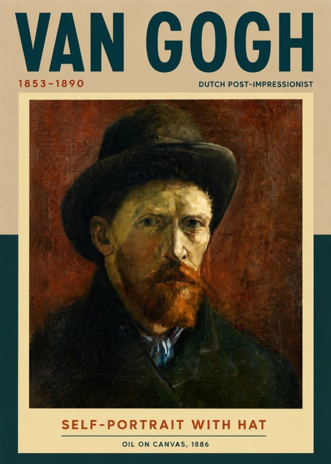 Van Gogh Self-portrait with Hat No5 - Poster