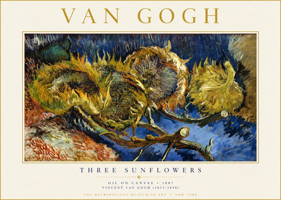 Van Gogh Three Sunflowers No3 - Poster