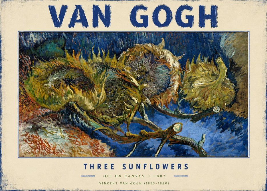 Van Gogh Three Sunflowers No4 - Poster