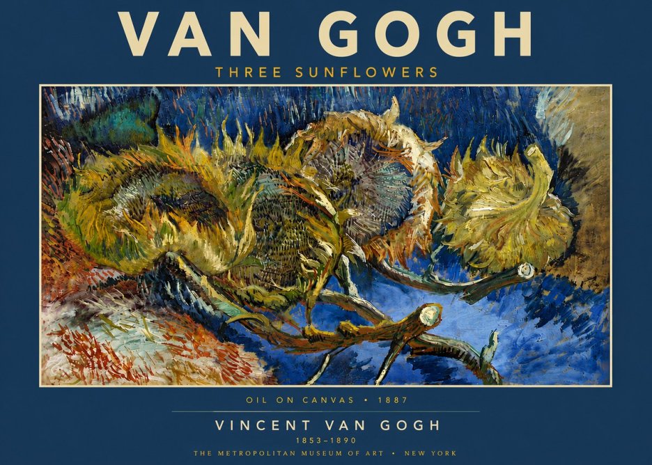 Van Gogh Three Sunflowers No5 - Poster