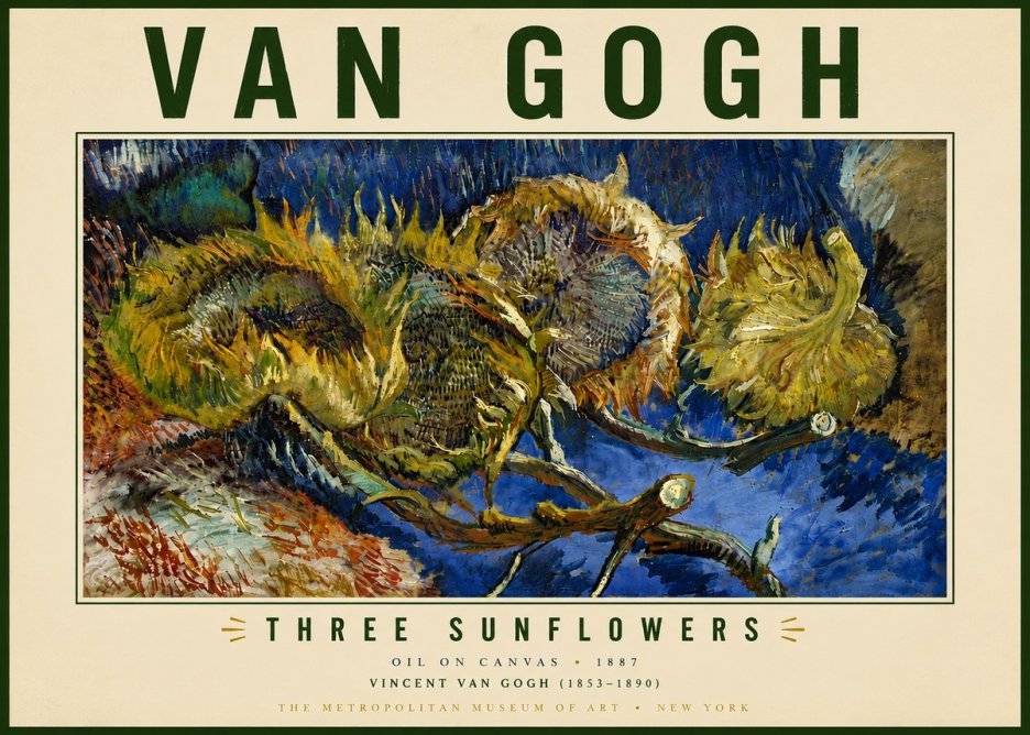 Van Gogh Three Sunflowers No6 - Poster