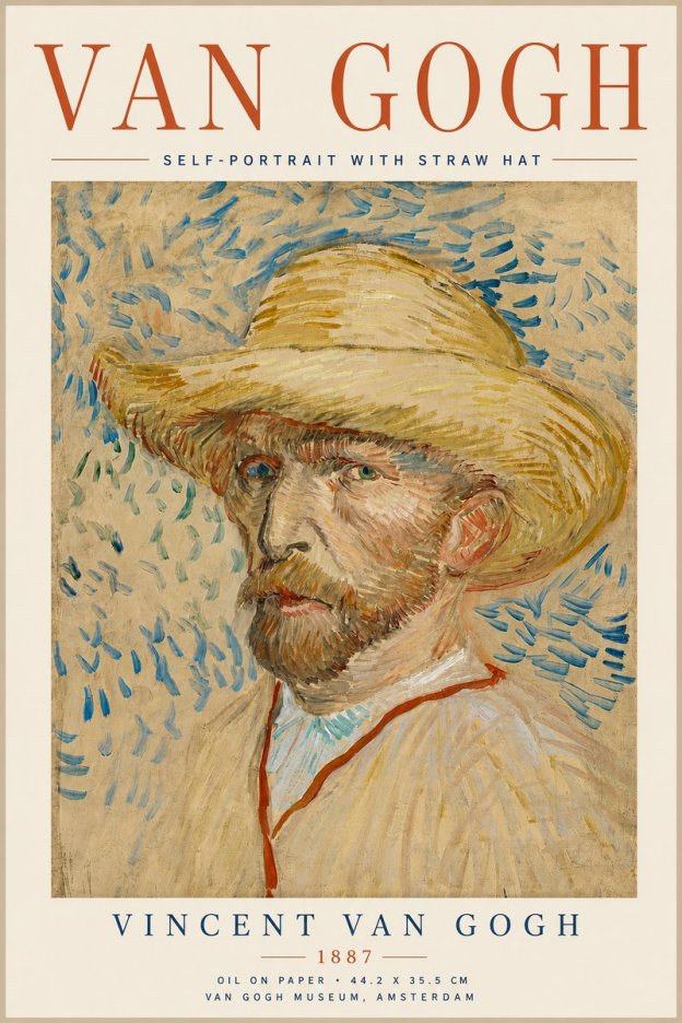 Van Gogh Self-portrait with Straw Hat II No6 - Poster