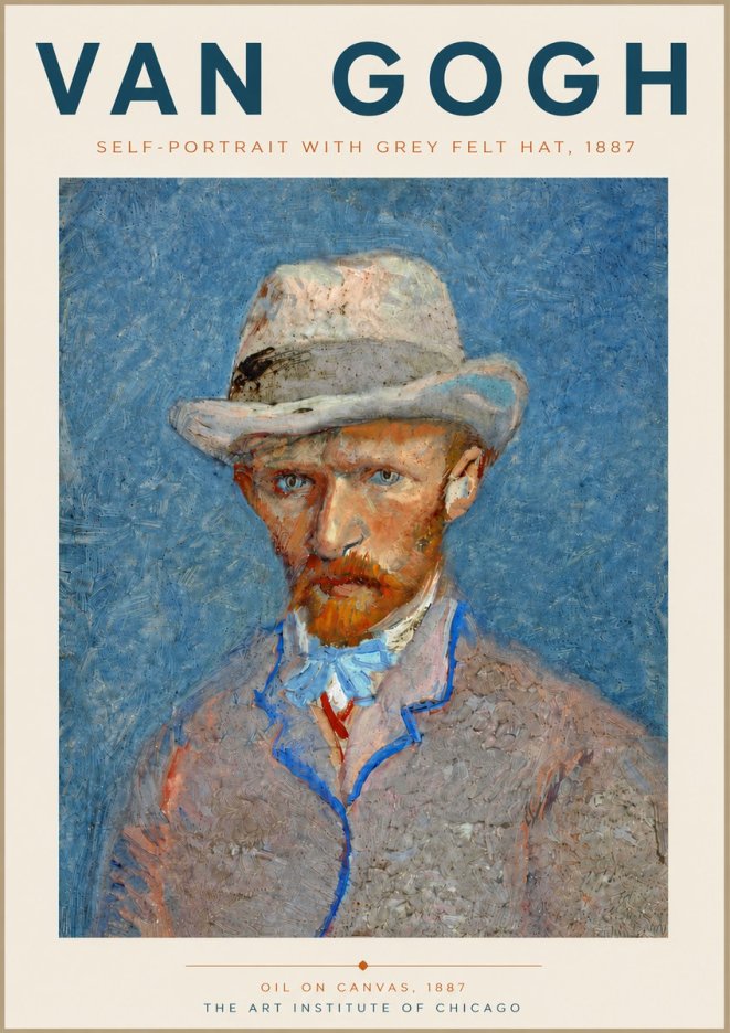 Van Gogh Self-portrait with Grey Felt Hat II No6 - Poster