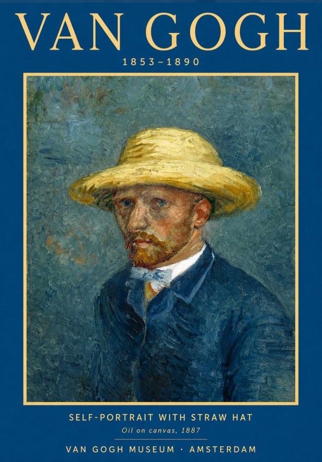 Van Gogh Self-portrait with Straw Hat III No3 - Poster