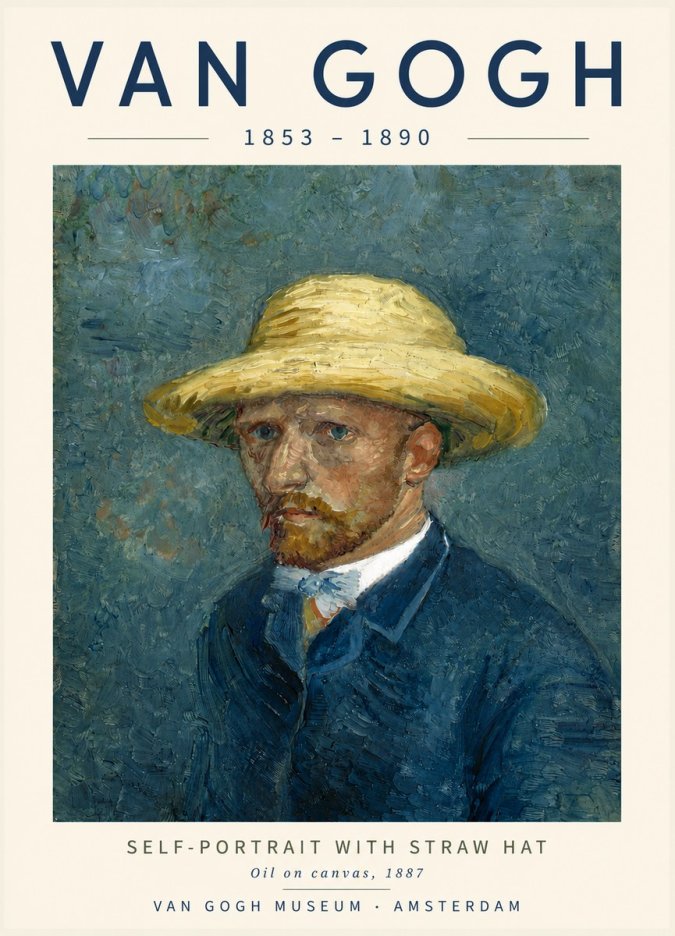 Van Gogh Self-portrait with Straw Hat III No4 - Poster
