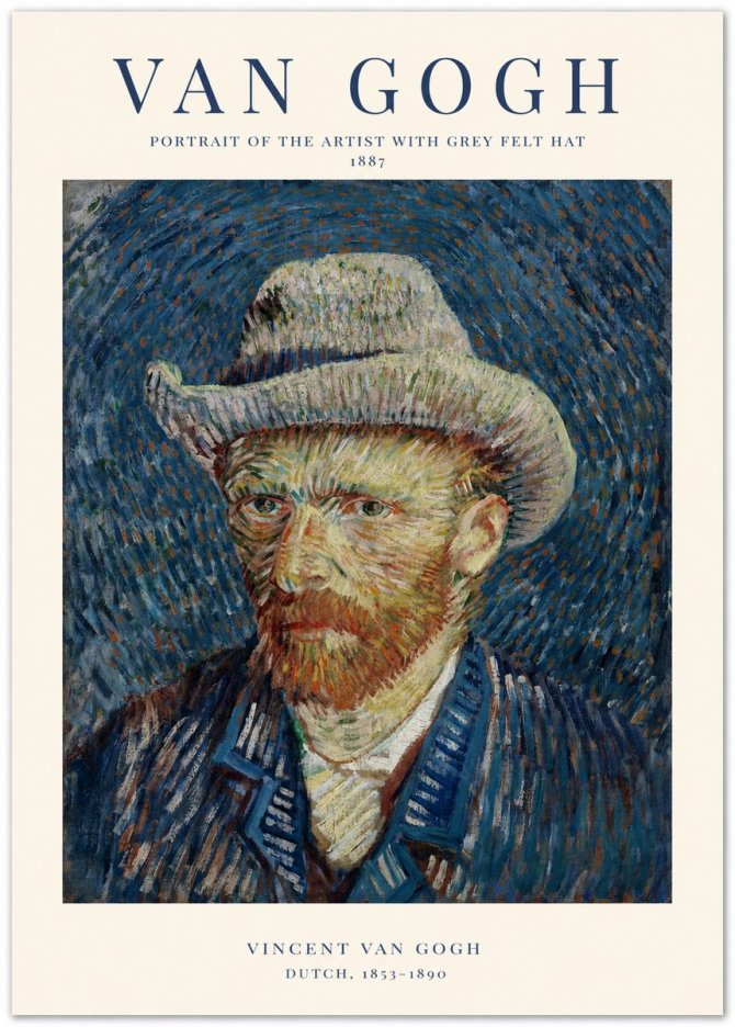 Van Gogh Portrait of the Artist with Grey Felt Hat No1 - Poster
