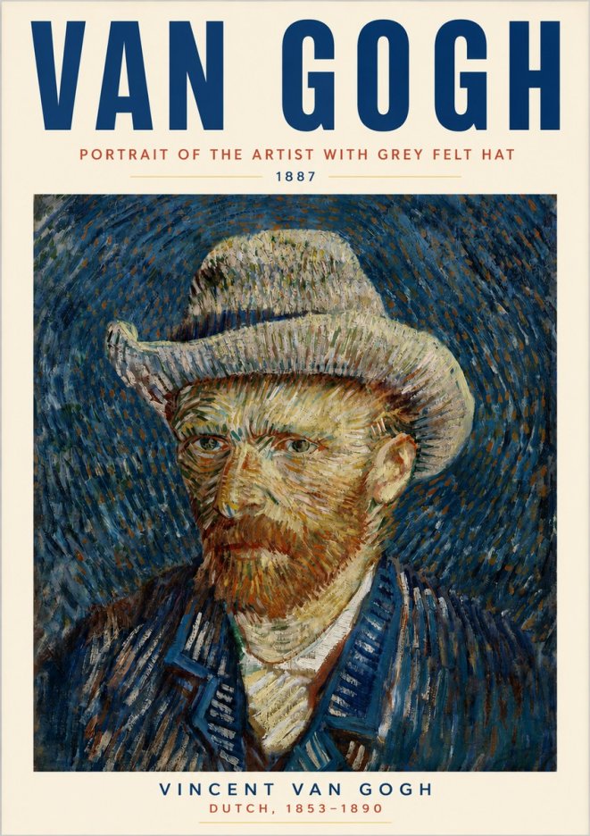 Van Gogh Portrait of the Artist with Grey Felt Hat No3 - Poster