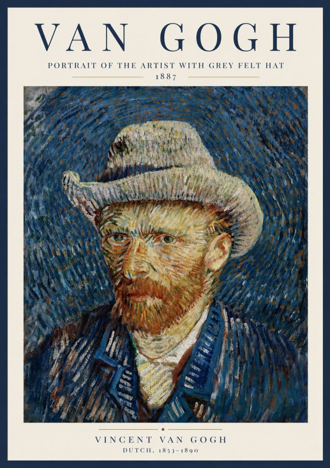 Van Gogh Portrait of the Artist with Grey Felt Hat No4 - Poster