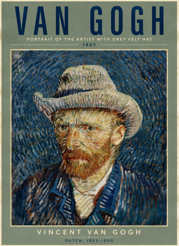 Van Gogh Portrait of the Artist with Grey Felt Hat No5 - Poster