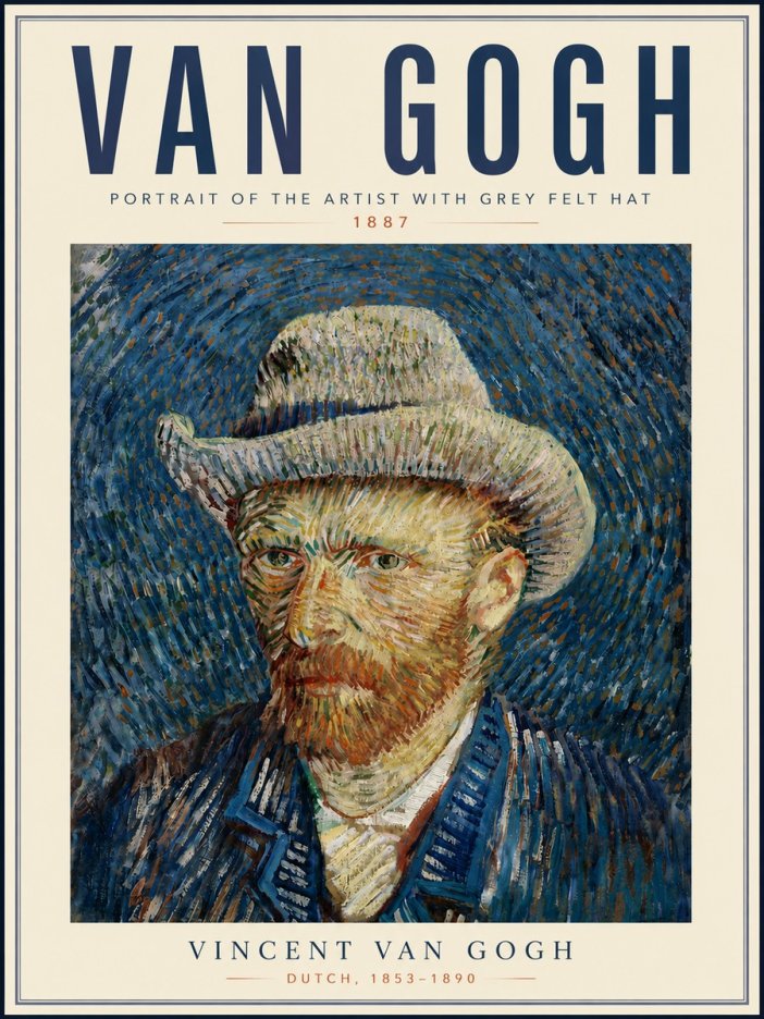 Van Gogh Portrait of the Artist with Grey Felt Hat No6 - Poster