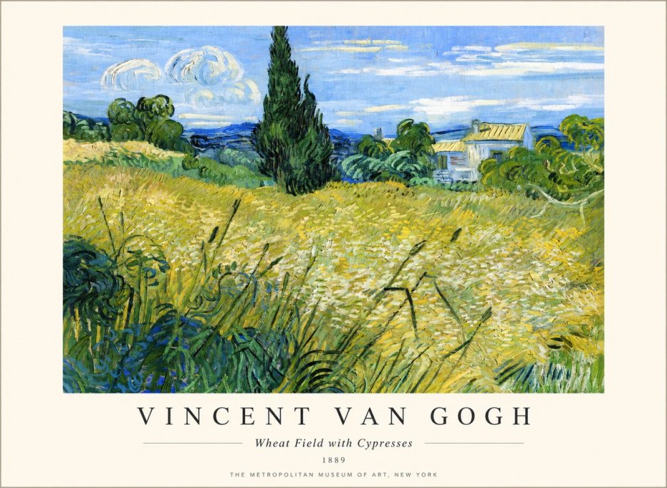 Van Gogh Wheat Field with Cypresses No2 - Poster