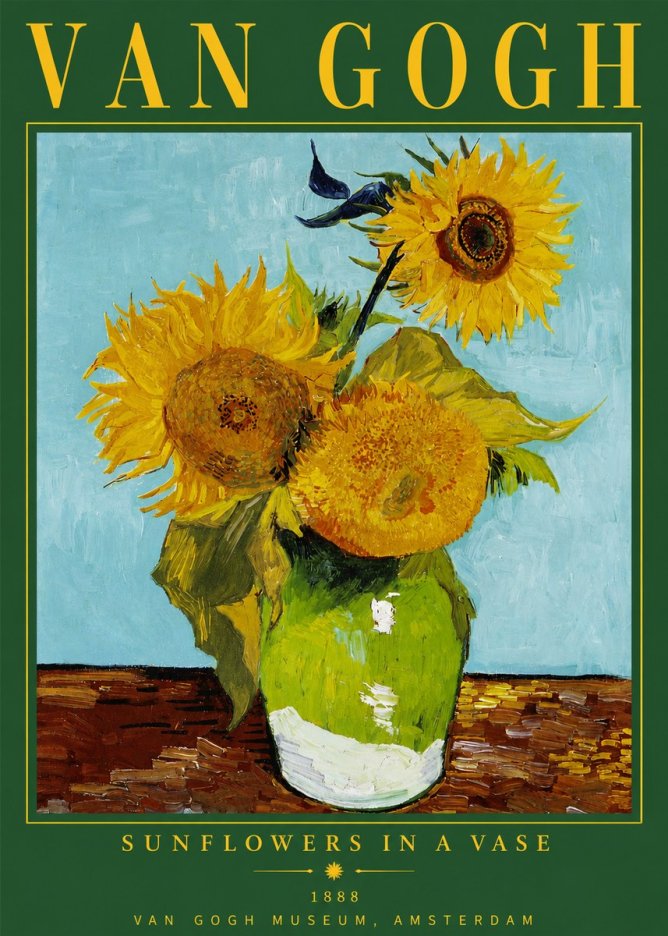 Van Gogh Sunflowers in a Vase No4 - Poster