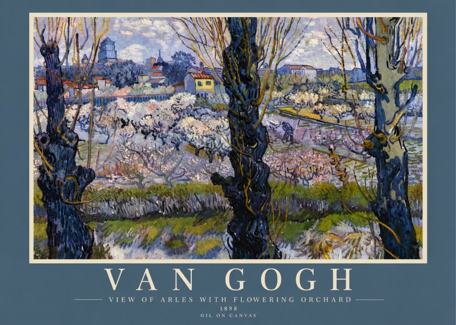 Van Gogh View of Arles with Flowering Orchard No6 - Poster