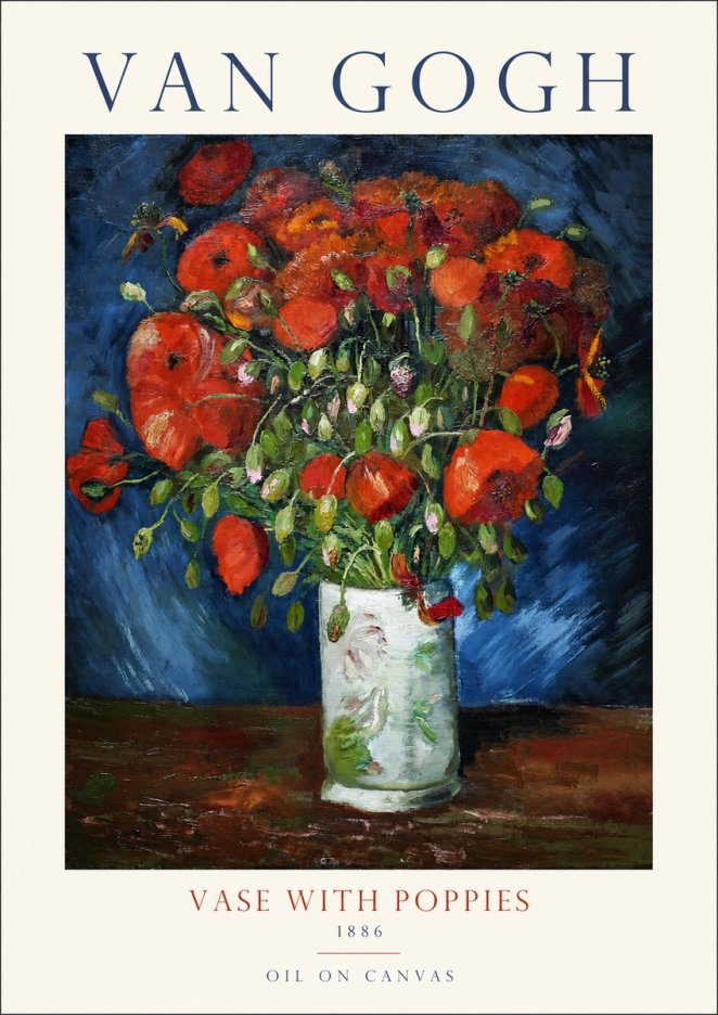 Van Gogh Vase with Poppies No1 - Poster