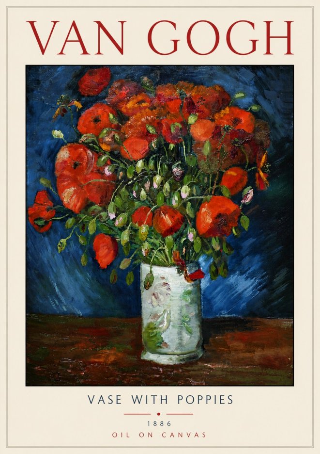 Van Gogh Vase with Poppies No4 - Poster
