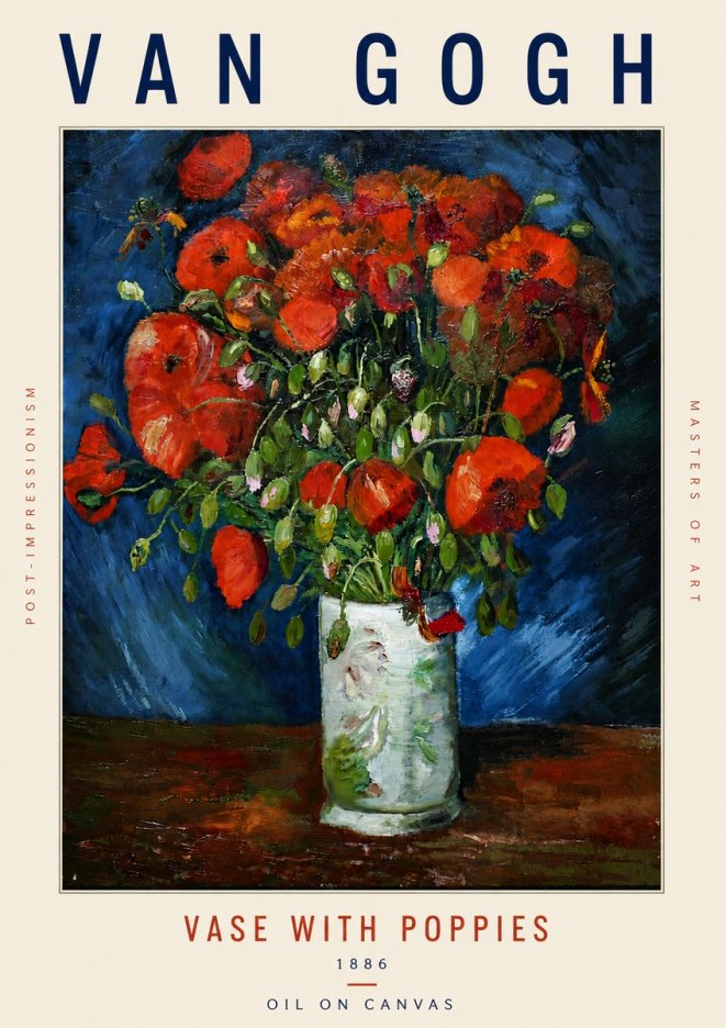 Van Gogh Vase with Poppies No5 - Poster