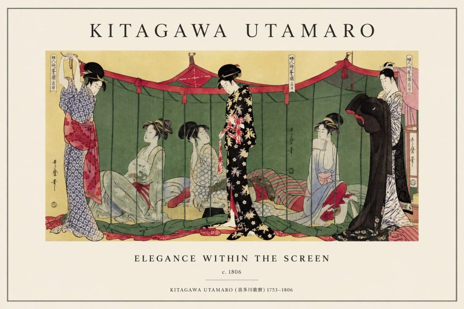 Kitagawa Utamaro Elegance Within the Screen No1 - Poster
