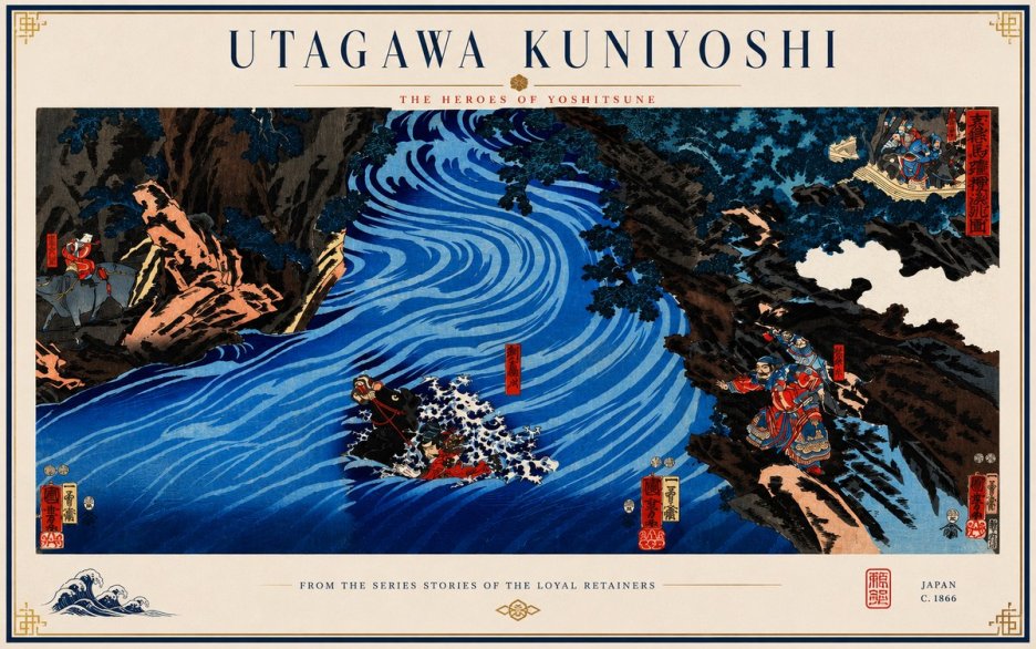 Utagawa Kuniyoshi The Heroes of Yoshitsune No3 - Poster