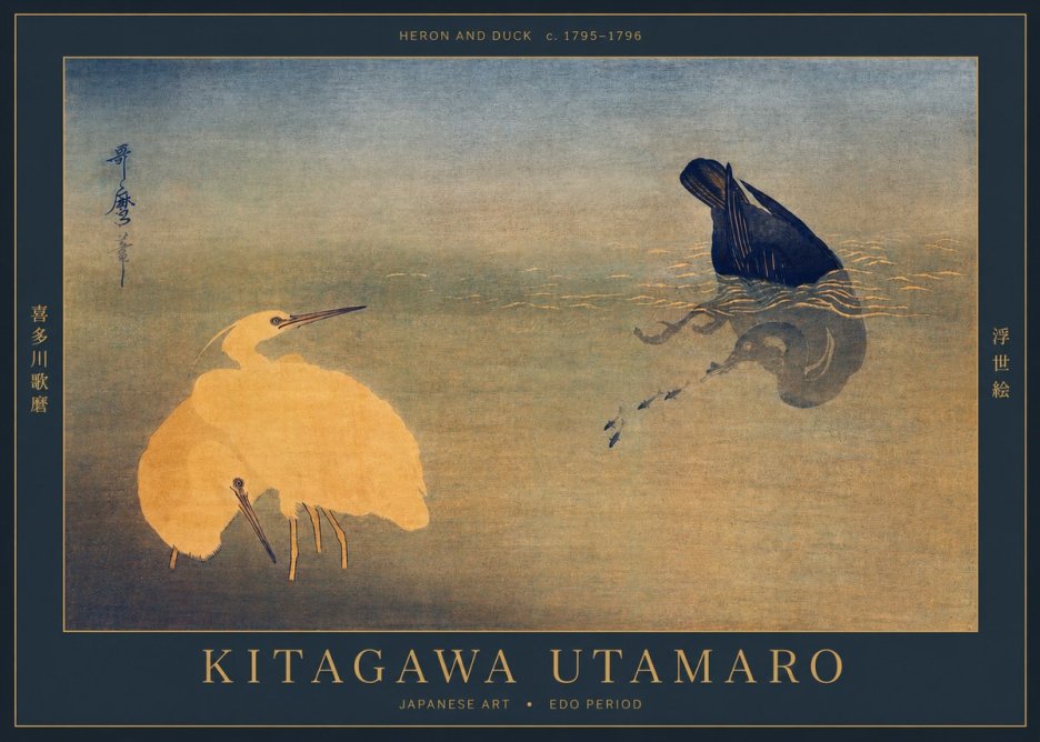 Kitagawa Utamaro Heron and Duck No2 - Poster