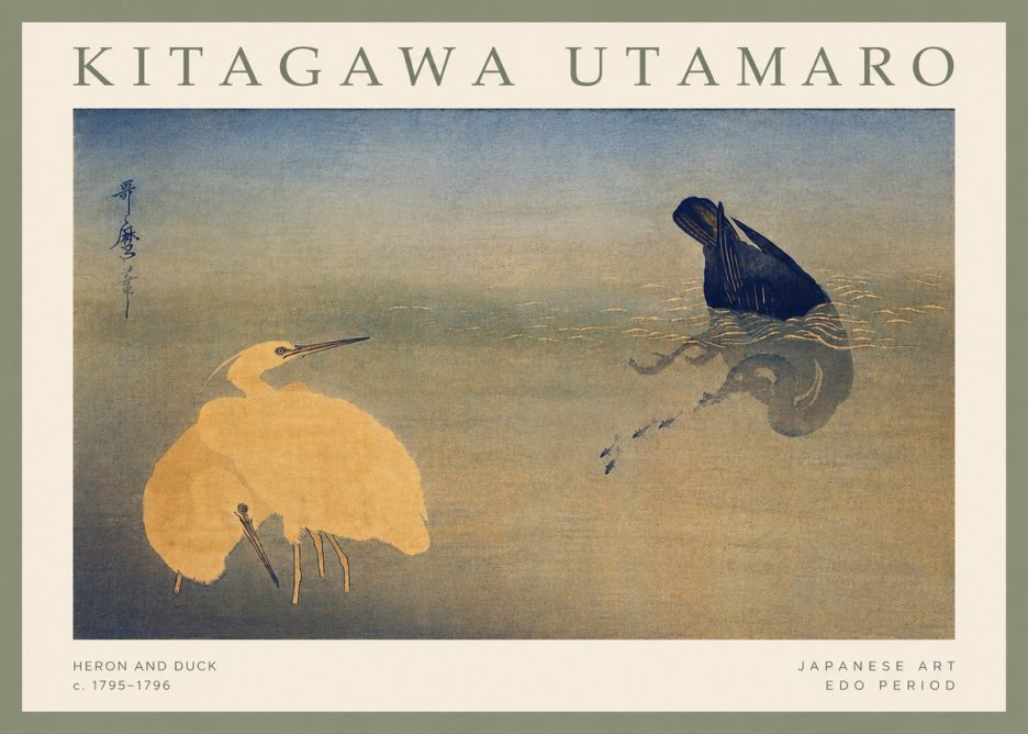 Kitagawa Utamaro Heron and Duck No4 - Poster